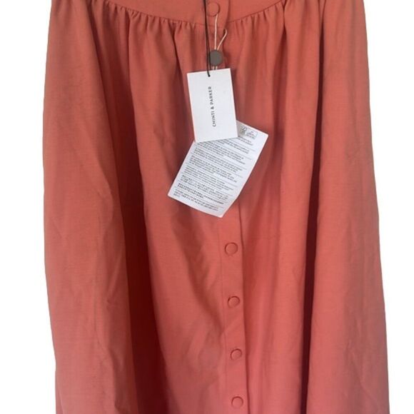 Chinti & Parker Dusty Rose Wool Twill Skirt Button Front Women's Size Small NWT - Picture 6 of 8